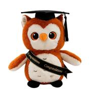 Graduation Gifts Owl Plush Toy Soft Stuffed Owl with Cap and Sash, Multi Color Sash Keepsake Gift for Graduates, Graduation Doll 01-Black