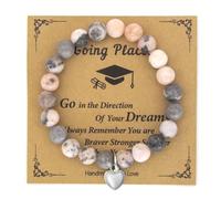 Graduation Gifts Pink Natural Stone Bracelet 2024 Graduation Gifts for Her Inspirational Graduation Bracelet Presents for Granddaughter Daughter Friends Graduation Christmas Birthday Gift Y7BYFZSL