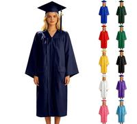 Graduation Gown and Cap Set for Adults with Hat 2026 Tassel Pocket Academic Ceremony Costume Bachelor University Black Set Party Robe Outfit Women Men High School Ceremony