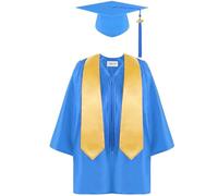 Graduation Gown and Cap Unisex, Children's Primary School Graduation Caps Cap Headband 2025 Shiny Nursery Outfit for Kids Stylish Outfit Multiple Colors 4pcs Dark Blue