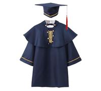 Graduation Gown Doctor Robe Set for Boys Toddler Kids Kindergarten Bachelor Costume Formal School Attire Photo Shoot Outfit (Blue, 4-5 Years)