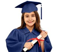 Graduation Gown Masters, Kids Graduation Cap and Gown Unisex: Preschool Nursery Graduations Costume Outfit Set Robe Hat Masters Ceremony Party Ceremonial Photo Gowns for Children Boys Girls Navy 5-6 Y