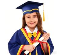 Graduation Gown Masters, Kids Graduation Cap and Gown Unisex: Preschool Nursery Graduations Costume Outfit Set Robe Hat Masters Photo Ceremonial Ceremony Party Gowns for Children Boys Girls Black 7-8
