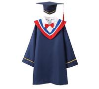 Graduation Gown Outfit Boys Kids Toddler Doctor Robe Set Kindergarten Bachelor Costume Photo Shoot Formal Wear School Attire Academic (Blue, 120/M)