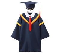 Graduation Gown Outfit for Boys Kids Toddler Doctor Robe Set Kindergarten Bachelor Costume Photo Shoot Formal Wear School Attire (Dark Blue, 120/M)