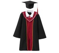 Graduation Gown Outfit for Boys Kids Toddler Doctor Robe Set Kindergarten Bachelor Costume Photo Shoot Formal Wear School Attire (Black, 12-13 Years)