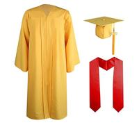 Graduation Gown,Student Hat Cap 2025 Gown and with Tassel for Academic High School University Bachelor's Student Year Charm Unisex Matte Bachelor | Yellow