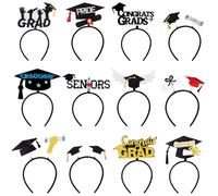 Graduation Headband - 12 Pack Adjustable Cap, Photo Props | Senior Kindergarten Preschool Celebrate Accessory, Home School Graduation Season Headwear For Student Commemorative Events