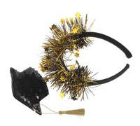 Graduation Headband for Adults Decorative Party Hair Accessory | Black Gold Tassel Style, Artificial Leather and Felt, Travel Friendly, Comfortable, Attention Grabbing