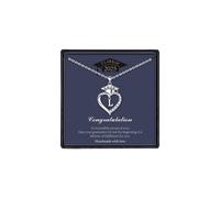 Graduation Heart Initial Necklace - White Gold