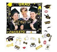 Graduation Inflatable Photo Booth with 25P Photo Booth Props Selfie Picture Frame for Graduate Family Party,Graduations Paper Props Fancy Eyeglasses for Congrats 2025 Celebrations Graduate Supplies