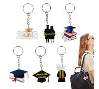Graduation Key Ring 2025 - Senior 2025 Keychain Pendant | 6-Piece Acrylic Commemorative Party Favors Key Ring Set for High School Students Women Men Teachers Classmates