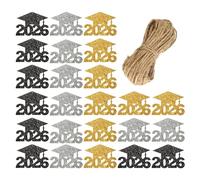 Graduation Labels 2026-24 Glitter Hat Labels for Party - Graduation Decorations | For Classroom School Flower Vase Jar Centerpiece