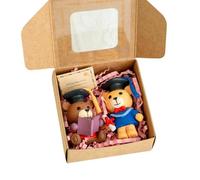 Graduation Little Bear with Graduation Hat Set of 2 Animal Table Figures - Bear Figurine | for Classroom Kindergarten High School University Party Shelf Bedside Table
