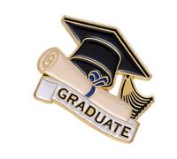 Graduation Memorial Charm - Black Letter Graduation Cap Enamel Brooch,Elegant Student Memorial Pin Charm, Class Brooch Pins for Dress Shirt, Shawl, Jackets