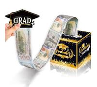 Graduation Money Box 2024 Black Gold Surprise Box for Cash Gift Pull Out Box Holder Happy Graduation Congrats Card Party Supplies for Middle High School College Class Grad Students Cash Gift DIY