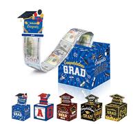 Graduation Money Box for Cash Gift,Blue Pull Surprise Money Gift Box for Graduate Celebrations,Congrats Money Cake Pull out Cash 2025 Money Pull Box for Her Him Graduating Party Supplies