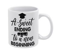 Graduation Mug Graduate A Sweet Ending to A New Beginning Mug Funny Coffee Mug,Man Cave Prints,The Best Gift for Colleagues, Parents, and Grandparents, 110z Men and Women