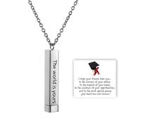 Graduation Necklace Class of 2024 Gifts for Her, Inspirational Square Tubes Pendant, Hidden Stainless Steel Encouragement Mantra Pendant Necklace Graduation Senior High School College Graduation Gifts