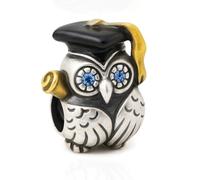 Graduation Owl for Pandora Charm Bracelet - 'Black Cap & Gold Scroll'