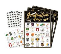 Graduation Party Bingo Cards - 24 Player Game Set | 17.7x12.7cm Paper Grad Class Activity, Fun Party Supplies for Family Friends Classmates High School University Celebrations