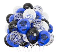 Graduation Party Decorations Balloons Set, 2026 Graduation Decoration Blue Black White Printed Confetti Latex Balloons for Men Women College High School Grad Party Decorations Supplies