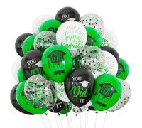 Graduation Party Decorations Balloons Set, 2026 Graduation Decoration Green Black White Printed Confetti Latex Balloons for Men Women College High School Grad Party Decorations Supplies