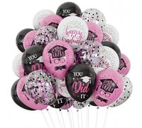 Graduation Party Decorations Balloons Set, 2026 Graduation Decoration Pink Black White Printed Confetti Latex Balloons for Girl College High School Grad Party Decorations Supplies