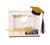 Graduation Photo Frame, Wooden Desktop Decoration to Remember Academic Success Double Sided Display with Tassel Hooks, Picture Frame Desk Decoration for Siblings, Friends, Class