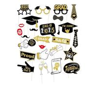 Graduation Photo Props - 25 Piece High School & College Party Decorations | Fun Photobooth Accessories for Prom Ceremony Class Reunion Event & Celebration Supplies, 5.55 inches