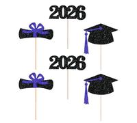 Graduation Picks,Cake Toppers - 2026 Graduation Hat Cupcake Picks - for Food Dinner Table Festival Holiday Party Activity Indoor