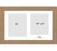 Graduation Picture Frame with A4 Certificate and 10 x 8 Photo Aperture | Personalised Title Mount | Multi Aperture Display | 40 mm Moulding | White Mount - Oak Finish