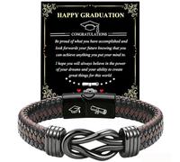 Graduation Presents for Him 2026, Leather Bracelet with Card and Gift Box for Middle High School University College Phd Law, Grad Gift for Men Son Grandson Boyfriend Friend Brother (8.5, Inches)