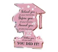 Graduation Quotes Signs - Acrylic Female Shape Souvenir, Inspiring Twenty Twenty Six Grad Table Decor, Clear With Message, Keeps Memories Alive Forever, Home Office, Small Transparent Statuette