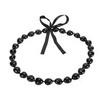 Graduation Ribbon Leis, Resin Nut Necklace Good Luck Symbol Kukui Nut Lei Necklace with Ribbon Bow Graduation Class for (Black)