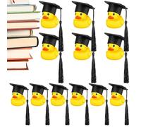 Graduation Rubber Ducks - Mini Soft Graduation Ducks With Black Caps, Car Dashboard Decor | 1.77 Inch, Cute Season Toy For Bachelor & PhD Graduations Party Favors, Students,Theme Party, 12*PCs