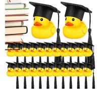 Graduation Rubber Ducks - Mini Soft Graduation Ducks With Black Caps, Car Dashboard Decor | 1.77 Inch, Cute Season Toy For Bachelor & PhD Graduations Party Favors, Students,Theme Party, 12*PCs