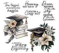 Graduation Season Books and Flowers Dies and Stamps Sets for Card Making DIY Scrapbooking A Seet Ending to A New Beginning Dream Higher Than The Sky Words Clear Stamps for Paper Crafting Metal Dies