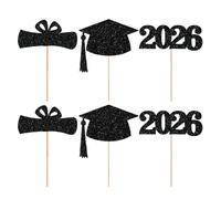 Graduation Selection - 2026 Glitter Paper Material | Cake Toppers, Centrepieces for Food and Dining Table | For Desks, Festivals, Holidays, Parties, School Activities, Celebrations and Dessert D