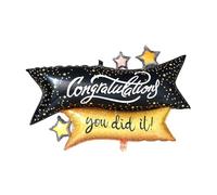 Graduation Star Balloon Congratulations You Did It! Two-Tier Black Gold Star Balloon Graduation Party Decor 2026 Graduation Season Photo Prop Hanging Graduation Balloon High School College 1Pcs