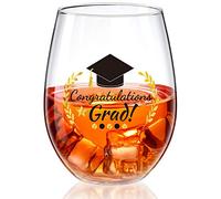 Graduation Stemless Wine Glass Congratulations Grad Wine Glass for Him Her Women Men Friend University MBA Nursing Grad Celebration High School College Graduation Party Theme Decoration, 17 OZ