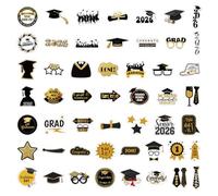 Graduation Stickers 2026,Graduation Decorations Stickers Black Golden Waterproof No Duplicate Graduation Stickers for Water Bottle Laptop Scrapbook Car, Graduation Party Decorations