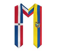 Graduation Stole Scarf Shawl Sash for Abroad Student International Study Class of 2024 Decor Stoles Gift, Dominican Republic Ecuador Ecuadorian Flag-white 0, One Size