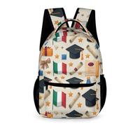 Graduation Theme Rucksack for Boys Girls 6-12 Years Italy Flag Bookbag Years 4-6 Primary Kids Lightweight Backpack Books Stationery Bottle Weekend Travel Outdoor