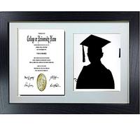 Graduation White Mounted Double Photo Frame for 1 A4 Certificate and 8X10'' Photograph (White)