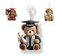 Graduation Wishes Bear Personalized Acrylic Keychain, Customized Graduate Class of 2026 Ornament