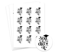 Graduation You Did It Round Stickers - 60mm Paper Stickers for Graduation Gifts, Cards, Scrapbooks - Pack of 12 on A4 Sheet