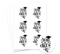 Graduation You Did It Round Stickers - 88mm Paper Stickers for Graduation Gifts, Cards, Scrapbooks - Pack of 6 on A4 Sheet