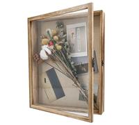 GraduationMall 13"x16"(33x40cm) Wood Shadow Box Frame Door Display Case with Linen Back,Wedding Memorabilia Bouquet Medals Photos Memory Box for Keepsakes