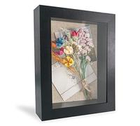 GraduationMall 5x7 3D Black Shadow Box Frame Deep Display Box with Linen Back,Ideal for Memorabilia Pictures Flowers Medals Tickets,Tabletop and Wall Hanging